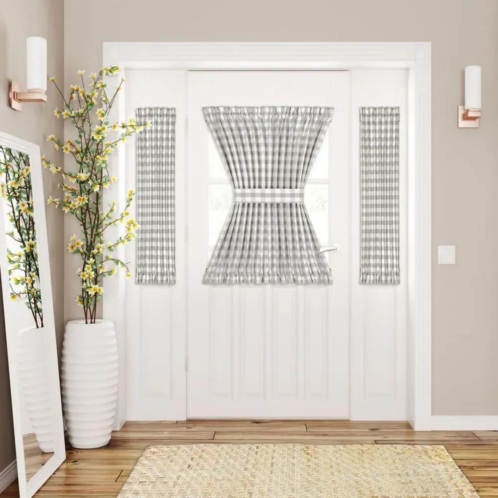 PowerSellerUSA French Door Curtain, Elegant Buffalo Plaid Curtains for Front